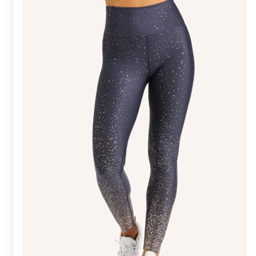 Peloton Show Up Sparkle Leggings - Grey with Silver Foil, EUC